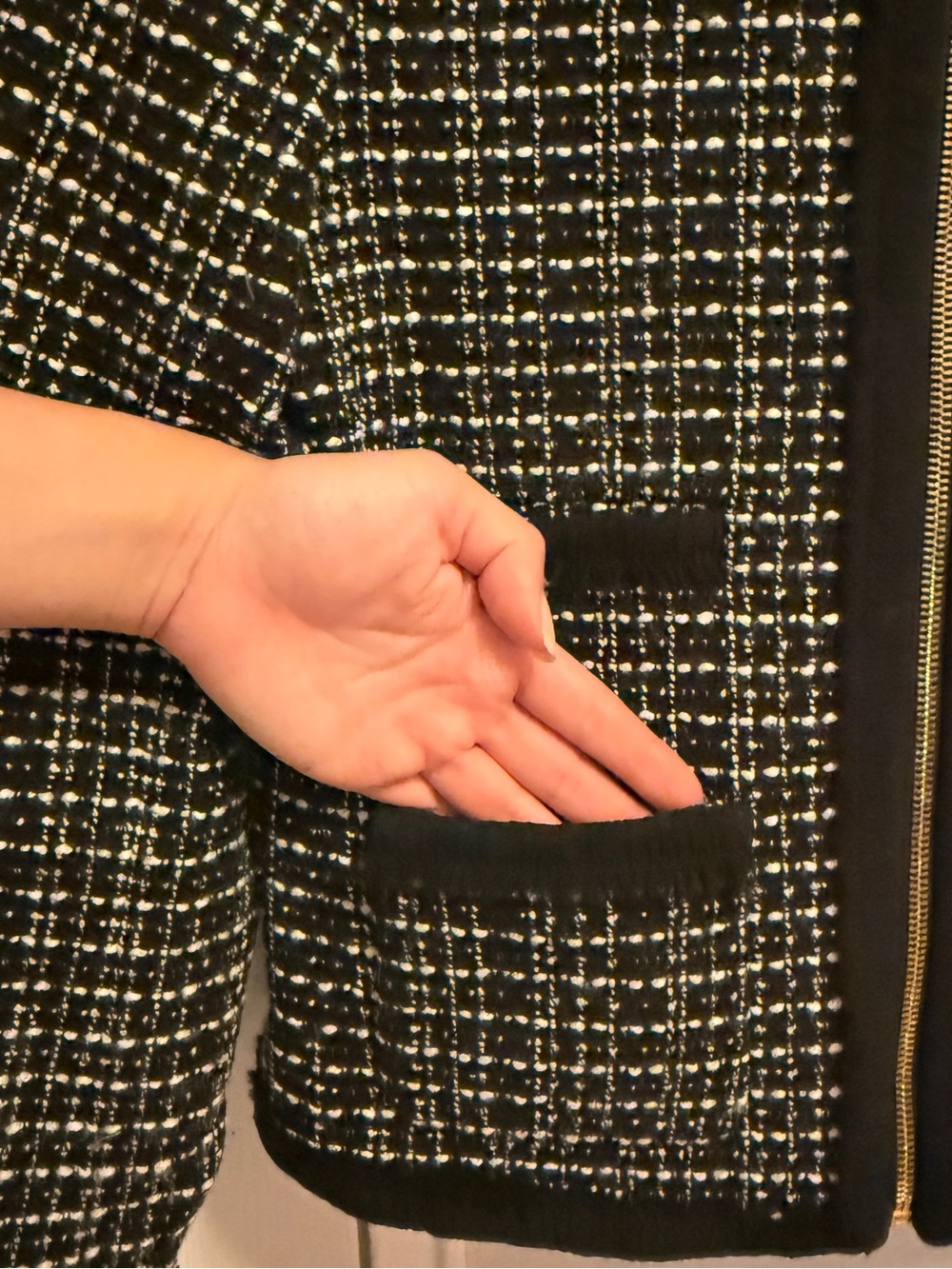 Ann Taylor Black and White Tweed Zip-Front Jacket - Picture 6 of 6